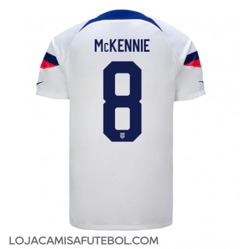 Camisa de Futebol Estados Unidos Weston McKennie #8 Equipamento Principal Mundo 2022 Manga Curta